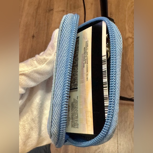 Prada Nylon Saffiano Zip Around key card holder Baby Blue with authenticity card - Picture 13 of 15